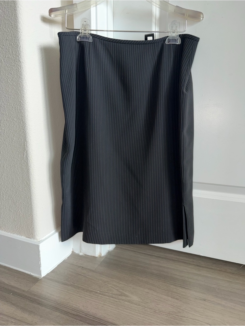 Classic Black Pinstripe Pencil Skirt - Women